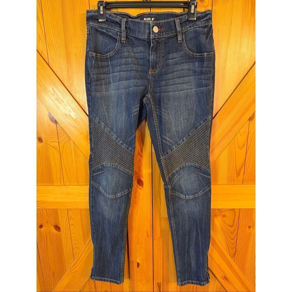Allen B. Embroidered Skinny Ankle Zip Moto Style Dark Wash Jeans READ Size 6 (69